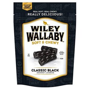 Wiley Wallaby Australian Soft Chewy Black Licorice 10oz Pouch 6ct